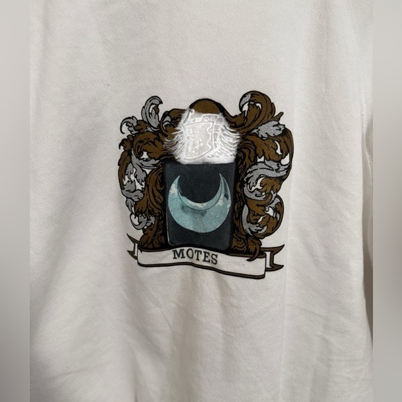 Vintage Hanes XL White Crewneck Sweatshirt Motes Family Crest Graphic - Picture 2 of 5